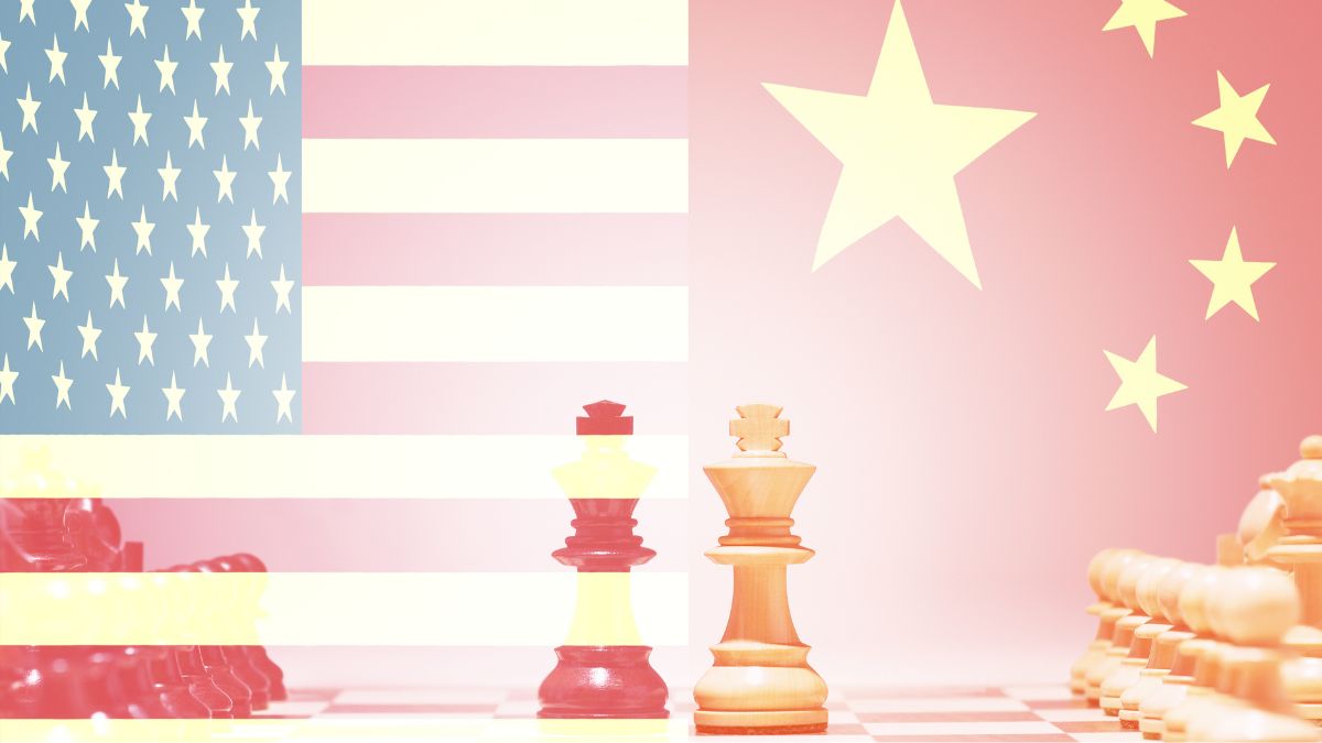 Bandera de Estados Unidos y China