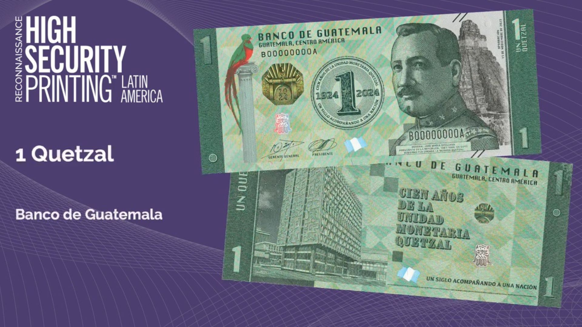Billete conmemorativo en Guatemala