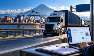 Infografía de los 11 trámites digitales de la DGT en Guatemala para transporte de carga pesada, extraurbano y turismo.